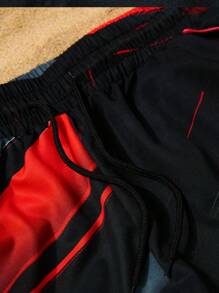 Manfinity Swimmode Men's Red And Black Polyester Bermuda Beach Shorts With Pockets - Black - View 4
