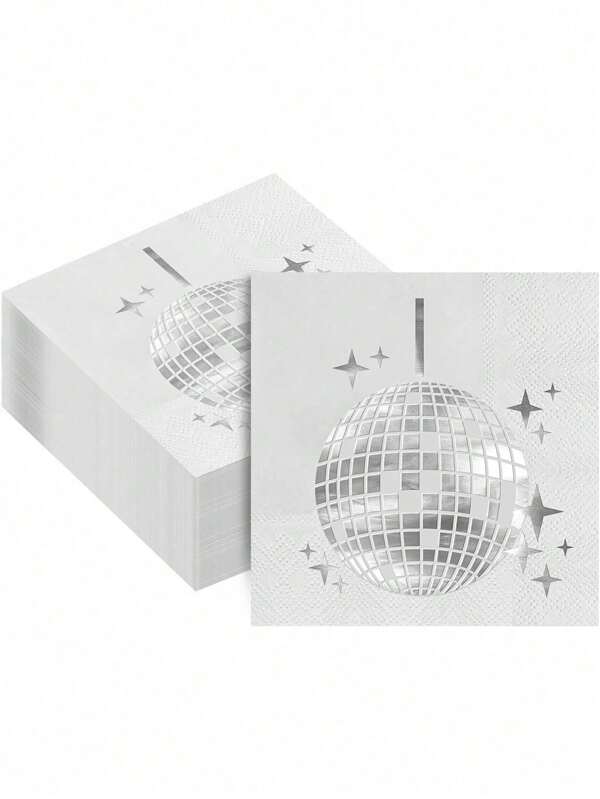 SHEIN 20/40/80 Stücke 5x5 Zoll Diskokugel Party Servietten, Getränke & Cocktail Servietten Party Papier Servietten für Verlobung, Geburtstag, Abschluss Feier