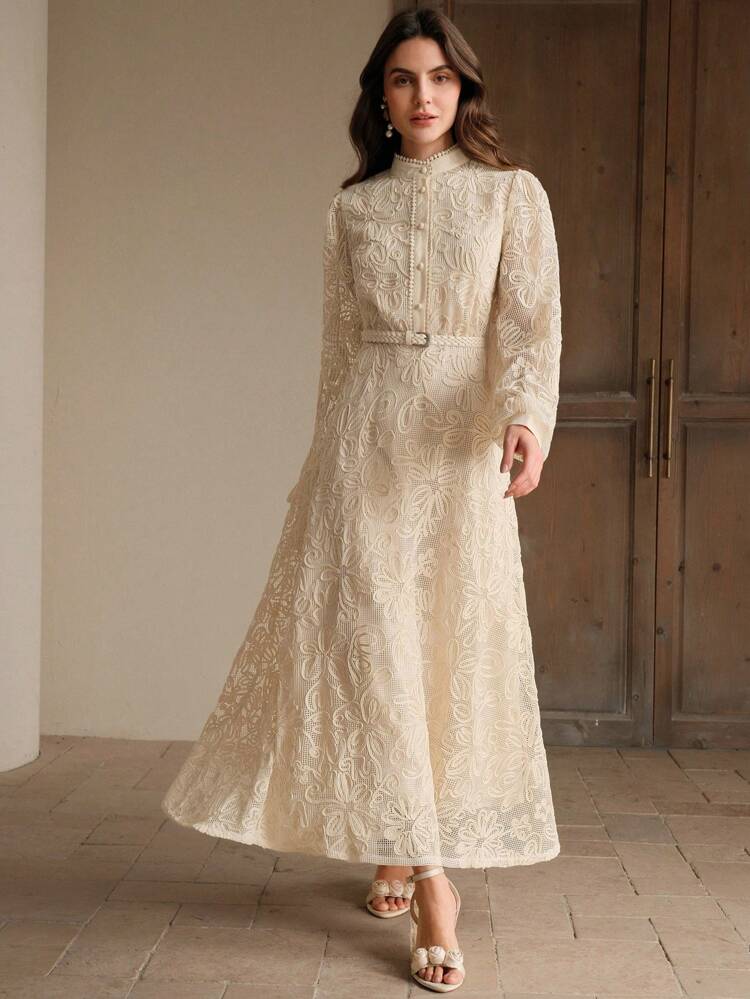 Vestido largo de manga larga con corte evasé elegante para mujer, vestido holgado y fluido para primavera/verano, vacaciones/viajes, apropiado para Pascua, playa, festivales