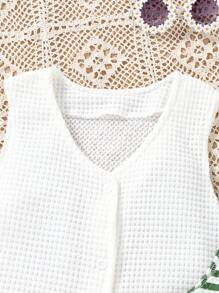 SHEIN Explorewe 2pcs Tween Girl Pineapple Striped Casual Comfortable Top, Summer - Multicolor - View 4