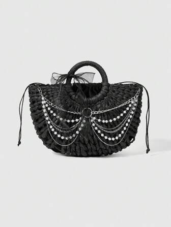 Goth Bolso de mano de gran capacidad estilo bohemio para mujer, ideal para viajes