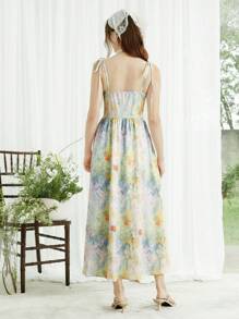 SHEIN LUNE 女士优雅花卉印花细肩带连衣裙，夏季 - 彩色 - 查看 2