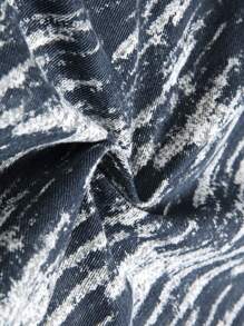 Manfinity Men's Summer Casual All Over Print Front Button Denim Shirt