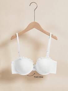 Front Closure Balconette 1/2 Cup Underwired Push-Up Floral Lace Racerback Crisscross Sheer Women Lingerie Bra, White - White - View 6