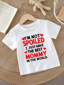 Jong meisje Letter Print Casual Comfortabel Mode Ronde Hals T-shirt