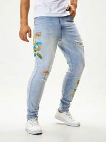 Manfinity Homme Men's Fashion Denim Long Pants, Suitable For Summer - Blue - View 7