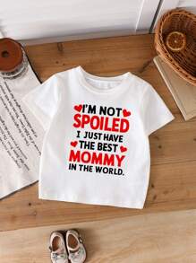 GraphicGems Young Boy "I'M NOT SPOILED I JUST HAVE THE BEST MOMMY IN THE WORLD" Round Neck Short Sleeve T-Shirt, Valentine's Day Tee Summer Holiday