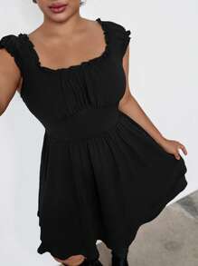 SHEIN EZwear Vestito nero da donna in taglie comode, a tubino, a ruota