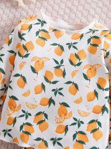 SHEIN 4 Stücke Set Neugeborenes Baby Mädchen Blümchen Gestricktes Langarm-Top & Hose mit Gummibund, geeignet für Herbst/Winter