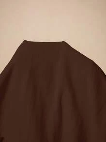 Poéselle Camiseta evasé de manga corta plisada, cuello cuadrado profundo, con encaje floral de malla y manga abullonada, blusas sexys para mujer para fiestas del té, camisetas de verano, tops de verano - Café integral - Ver 6