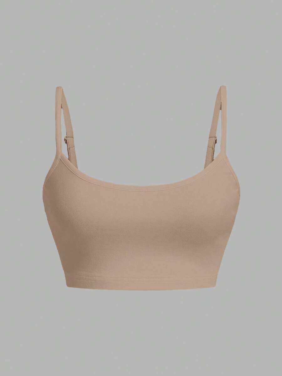 SHEIN EZwear 卡其色女士休闲性感吊带背心，适合夏季