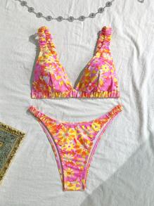 Swim Mod Women's Floral Print Bikini Set, Ideal For Summer Beach Vacation