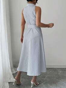 Elenzga Vestido casual/de trabajo elegante a rayas para mujer