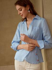 MOTF PREMIUM FOLD PLEATED KNOT BLOUSE