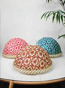 1 pieza Cesta tejida a mano de ratán para frutas/pan talla grande vendida para la celebración del Eid Al-Adha y el Ramadán, con tapa, bandeja de almacenamiento de alimentos transpirable, estilo bohemio para la sala de estar, oficina, comedor, picnic al aire libre, diseño bohemio de lujo y ligero.