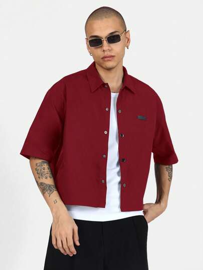 【SATIIIZ】Luper crop check shirt Hearts Crop Top Checkered Shirt Long Sleeve Chaotic Red