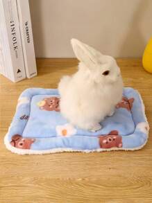 1 pieza Colchoneta de mascota de franela con diseño de dibujos animados, alfombrilla de dormir/pies gruesa, suave y cálida para las 4 estaciones, diseño reversible, acogedora y cómoda