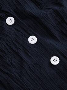 Sweetra Camisa sin mangas con cuello y frente abierto texturizada para mujer - Azul Marino - Ver 6