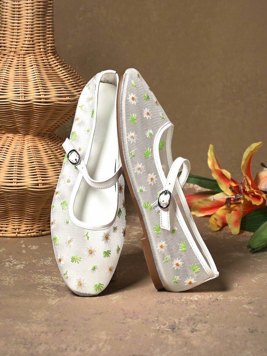 SHUZIA 女式圆头平底正装鞋，彩色刺绣 - 彩色 - 查看 1