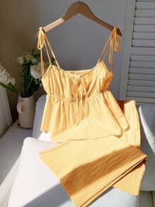 Comfortcana Trang phục hai mảnh dành cho phụ nữ mặc hàng ngày - Màu vàng - Xem 4