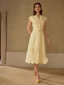 MOTF PREMIUM VESTIDO CAMISERO CON BORDADO FLORAL