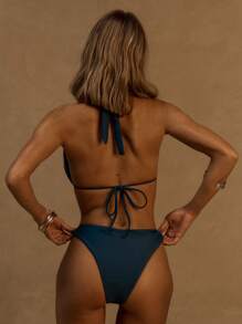 Musera Resort Maiô Bikini com Detalhe de Acabamento Lateral Ibiza, Férias, Primavera, Verão, Viagem, Praia, Roupa de Banho - Azul - Visão 3