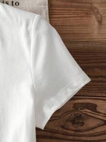 Attitoon 3pcs Set Casual Retro Cocktail & Cherry Letter Graphic Minimalist Design Crew Neck Short Sleeve Tight Cropped Women T-Shirts, Suitable For Summer Suitable For Going Out - White - View 9