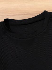 SHEIN Tween Girls Solid Color Short Sleeve T-Shirt - Multicolor - View 5