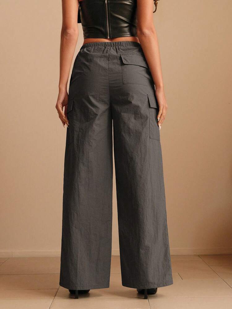 Plain Color Casual Straight-Leg Cargo Pants Fall Cloth For Women