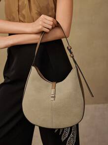 MOTF PREMIUM PU LEATHER TURNLOCK SHOULDER BAG - Khaki - View 2