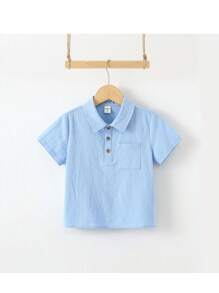 Loomiva 男童纯色Polo领短袖休闲衬衫