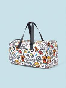 SCOOBY-DOO X SHEIN Cartoon & Letter Pattern Foldable Large Capacity Travel Duffel Bag - Multicolor - View 1
