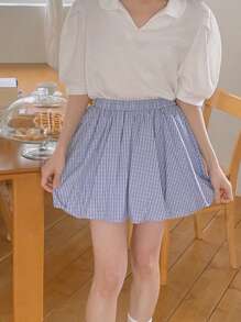 DAZY 女士休闲纯色 Polo 领短袖 T 恤，适合夏季 - 白色 - 查看 4