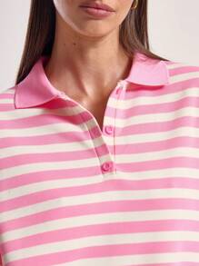 MUSERA Sudadera de manga larga con cuello polo, corte holgado, estampado de rayas, estilo callejero, ideal para primavera, viajes y aeropuerto, linda