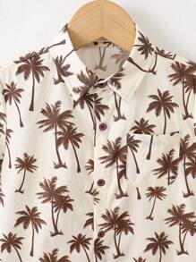 Loomiva 男童休闲椰子树印花短袖衬衫，春夏 - 彩色 - 查看 3