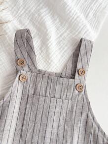 Loomiva Baby Boy Colorful Striped Decorated Pocket Strap Romper Shorts - Coffee Brown - View 5