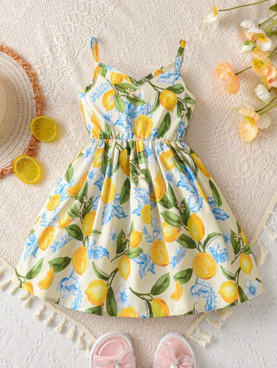 SHEIN Cozy Vacation Young Girls Ditsy Floral Camisole Dress, Suitable For Party, Beach, Resort In Summer Girls Summer Clothes Dress Summer Holiday - Multicolor - View 1