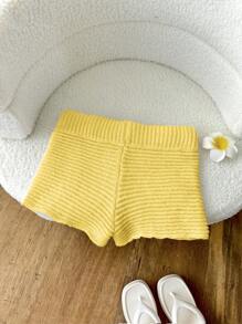 Elamini Pantalones cortos de punto de color rosa con estampado de estrella de mar