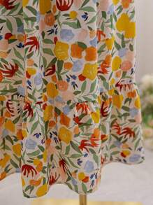 Soleia 大码女式V领泡泡袖系带蝴蝶结夏季长款连衣裙 - 彩色 - 查看 4