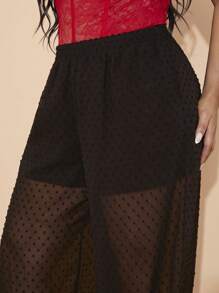 SHEIN BAE Plus Size Women Wide Leg Loose Long Pants With 3D Polka Dot Design, Elegant Summer Fashion, Pants, Summer For Women - Black - View 8