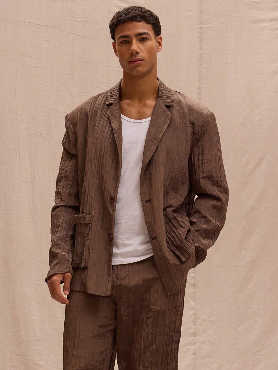 Musero 褶皱尼龙超大西装外套仅限春夏季假期复活节智能 - 灰色 - 查看 1