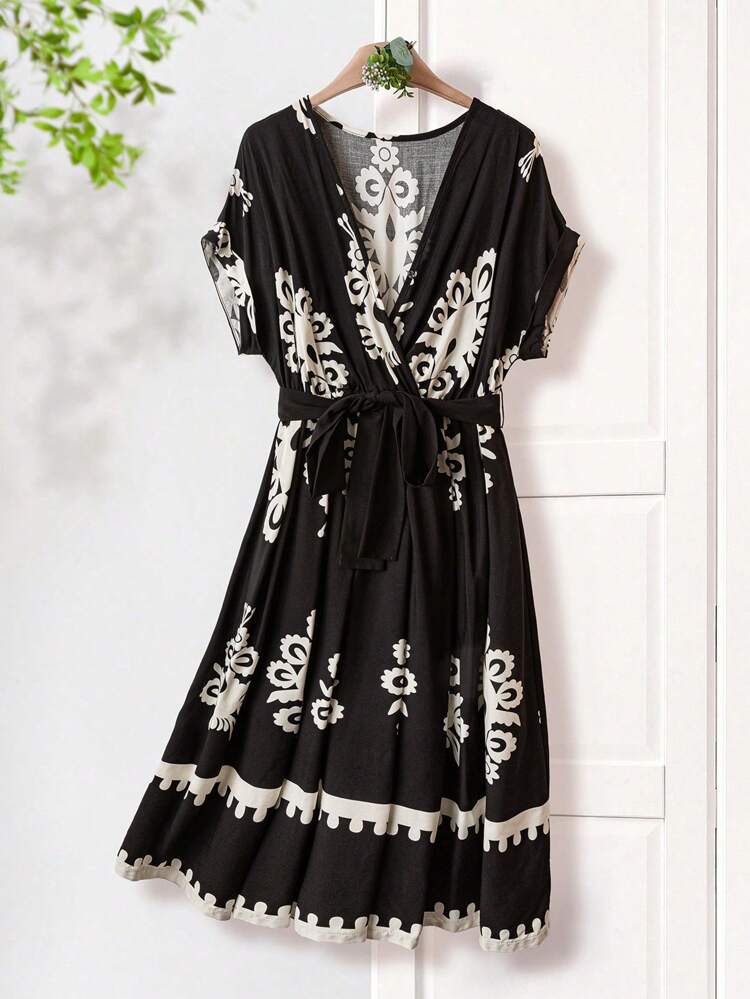 Women's Casual Mid-Length Graphic Print Dress, Summer Women's Dress