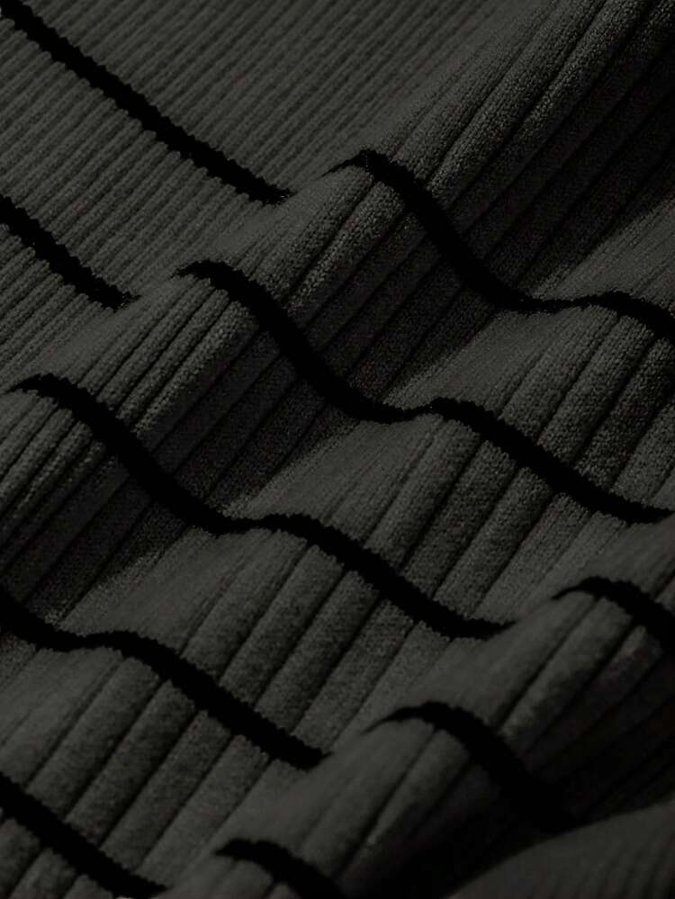 Women Striped Skin-Tight Knit Midi Dress With Thigh-High Boots Women Clothes Women Short Dresses Summer Women Clothes Women Summer Sets, Back To School Clothes Women Sweater Dresses