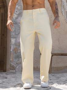 DAZY 春季男士纯卡其色牛仔裤 - 卡其色 - 查看 2