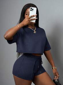 Slaydiva Women Two Pieces Outfits For Daily Wear - Blue - View 4