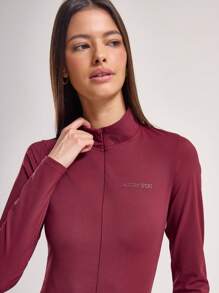 Musera Sport Reißverschluss hoch geschlossener Damen anliegender Jumpsuit, Aktivkleidung