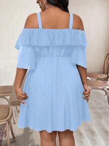 SHEIN LUNE 夏季大码休闲纯色露肩吊带裙