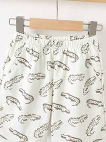 Loomiva Young Boy Comfortable Crocodile Print Cute & Funny Style Shorts, Suitable For Spring/Summer - Multicolor - View 5
