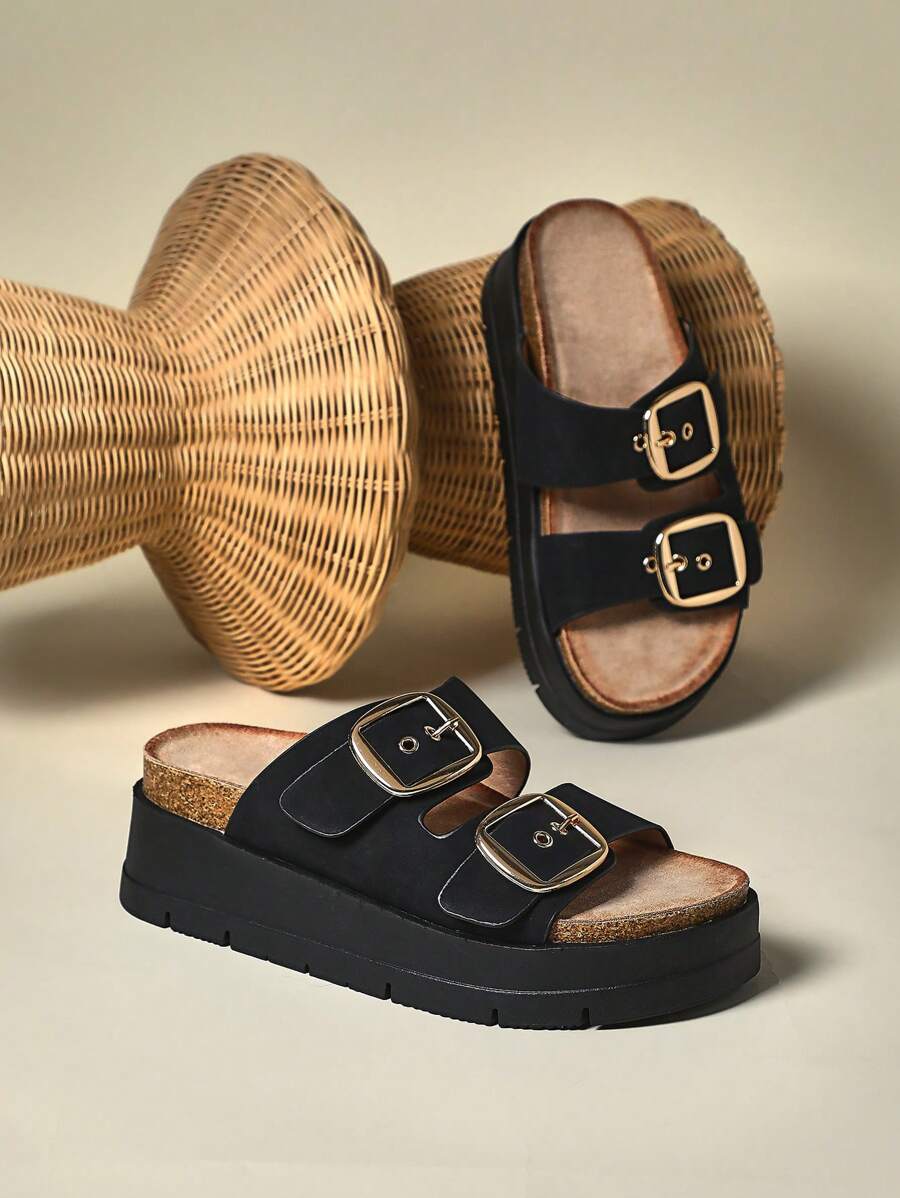 SHUZIA Women's Buckle Closure High Platform Sandals