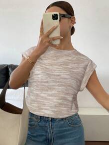Siren Gaze Women's Tie-Dye Round Neck Batwing Short Sleeve Casual Versatile T-Shirt,Spring/Summer, Sleeveless Top ,Brushed Tie-Dye Medium-Stretch Fabric,Simple Casual Holiday Suitable For Daily Wear,Summer Tops - Apricot - View 6
